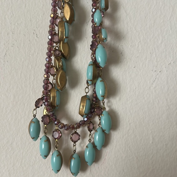 Turquoise and Amethyst Stone Beaded Boho Collar Necklace by Anthropologie - NWT - Picture 5 of 8